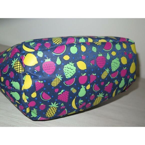 Lily McGee Gourmet Fabric Lunch Tote Bag FRUIT Blue Insulated $52 - Picture 6 of 6